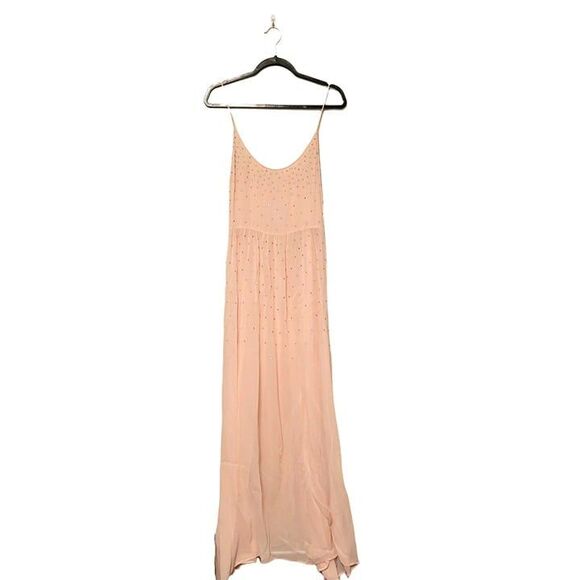 Free People Womens Dress Peach L Rhinestone Strappy Long Maxi Dress New - Picture 1 of 11